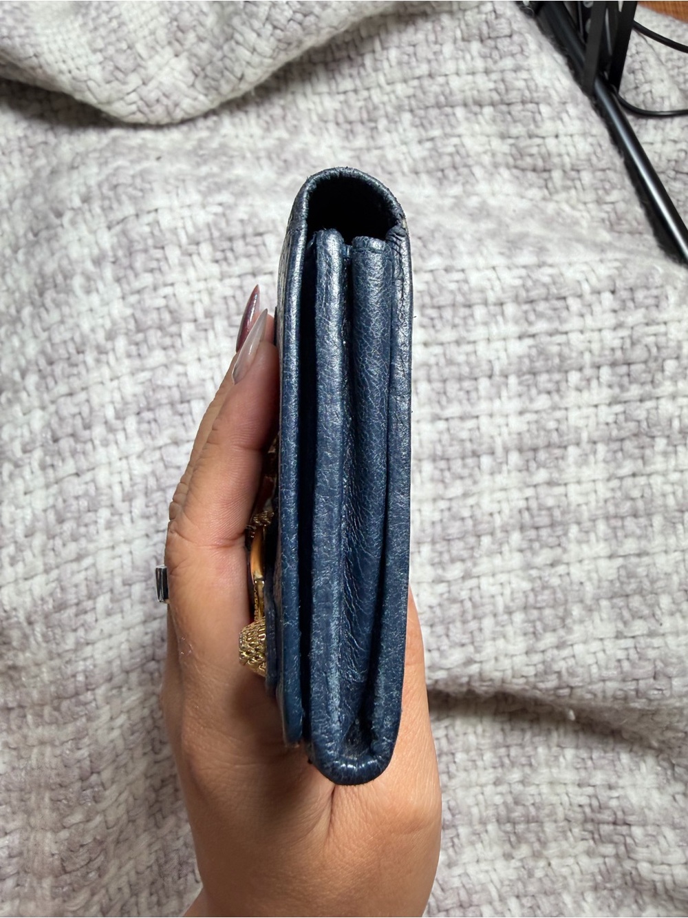 Authentic BALENCIAGA Anthracite Lambskin Leather Classic Money Wallet - Picture 10 of 16